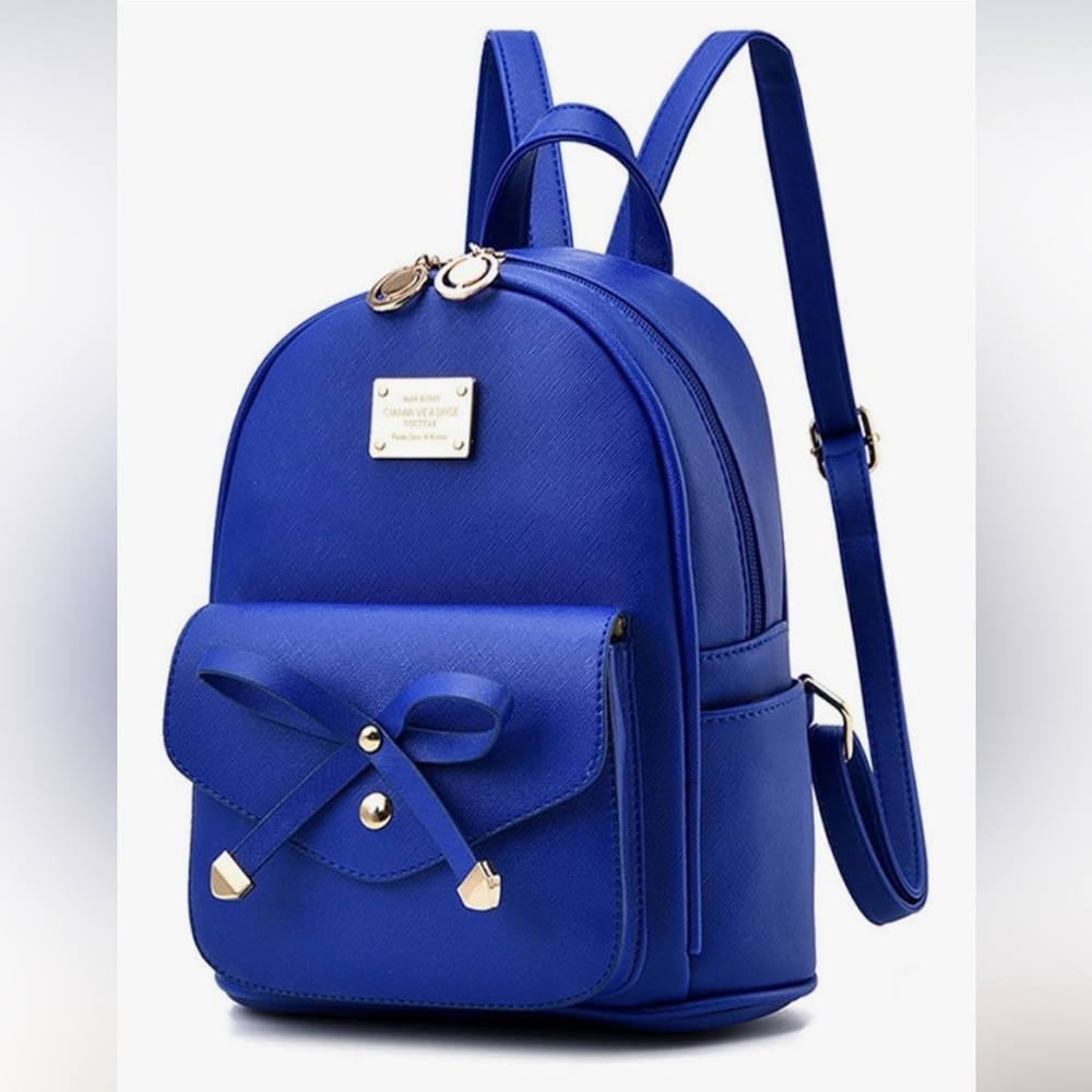 Blue Backpack with Bow Accent